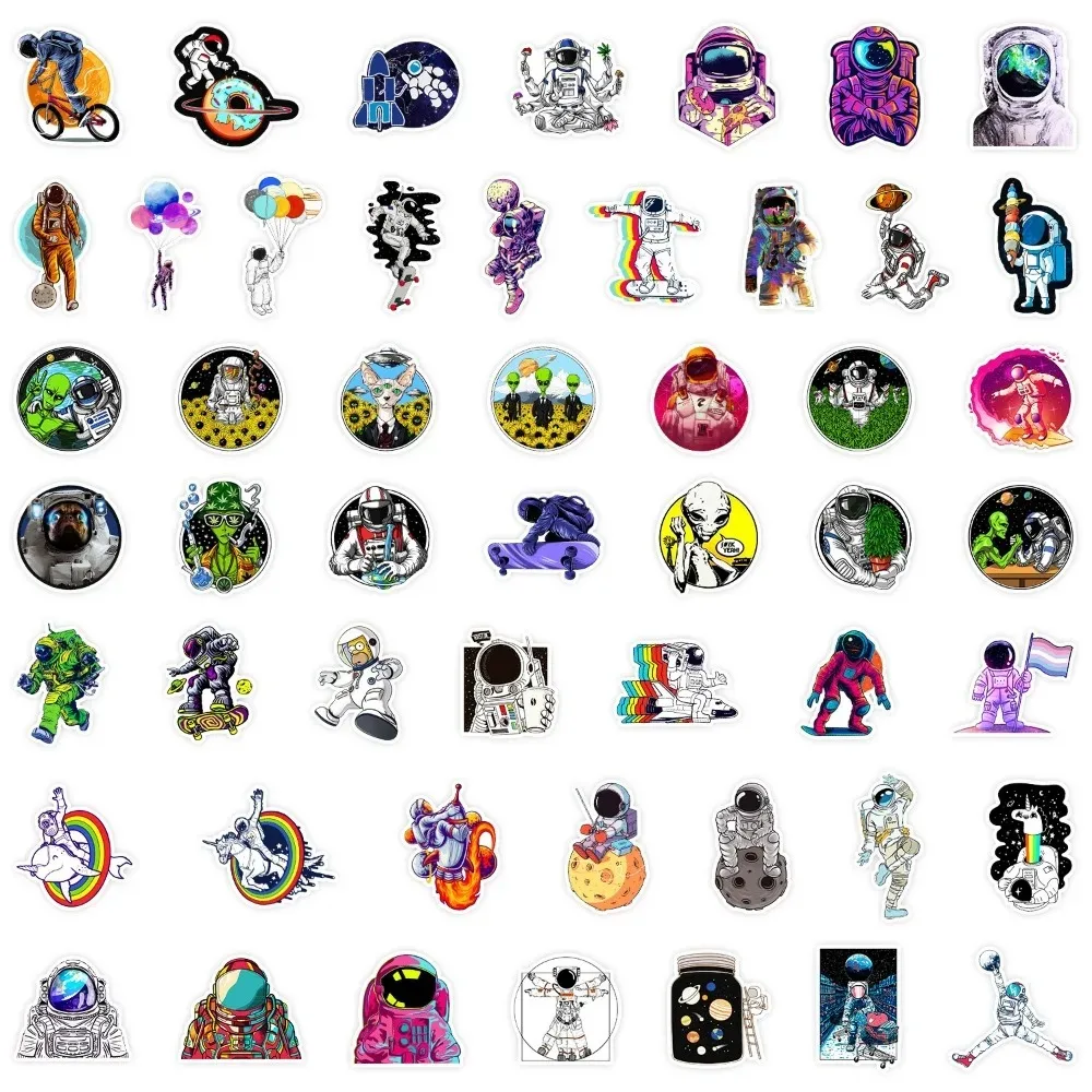 50pcs Cartoon Astronaut Alien Anime Stickers Pack Laptop Phone Skateboard Motorcycle Car Waterproof Sticker for Kids Toy