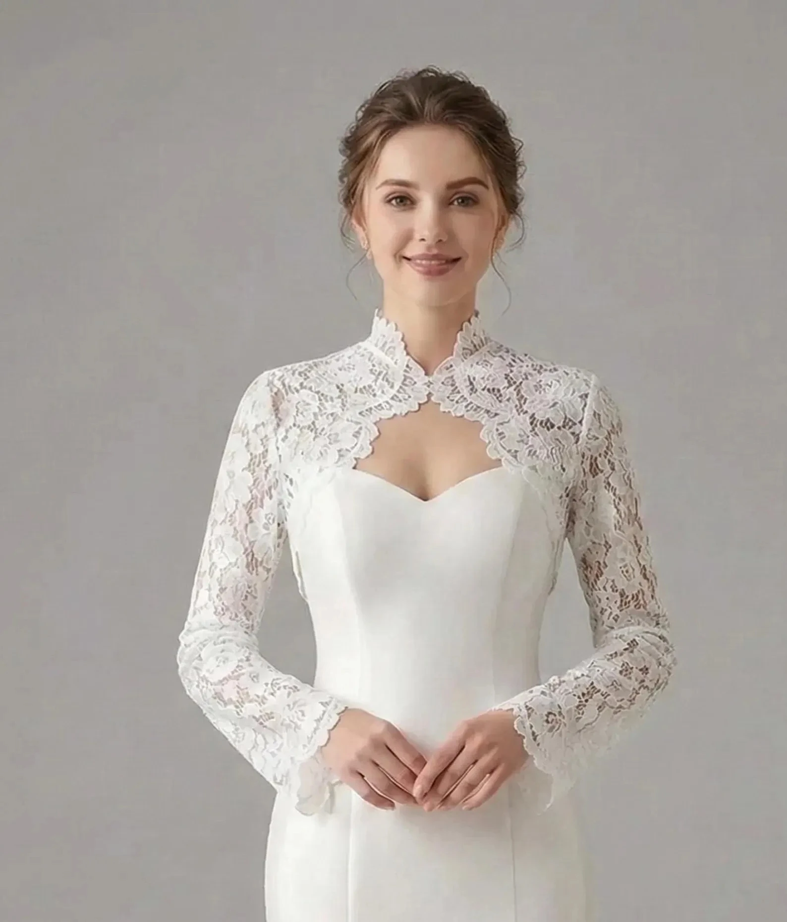 Customized 2026 Wedding Boleros Lace Full Sleeves Bride Shrugs Bridal Top Cover Formal Party Accessory Women Jackets