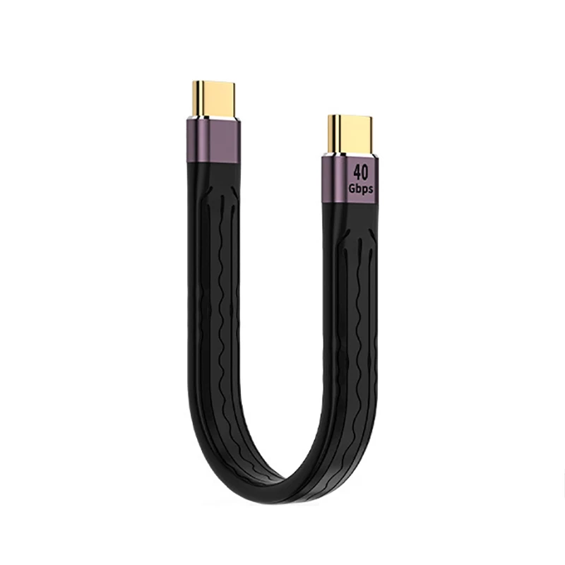 

Portable Type-C USB4 40Gbps Data Cable USB C to C 100W Fast Charging Flat Slim FPC Short Cord for Mobile Phone Power Bank Tablet