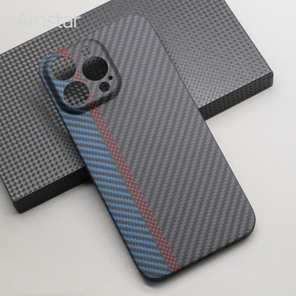 Amstar Tricolor Carbon Fiber Protective Case for iPhone 14 Pro Max 14 Pro Ultra-thin Anti-fall Business Aramid Fiber Phone Cover