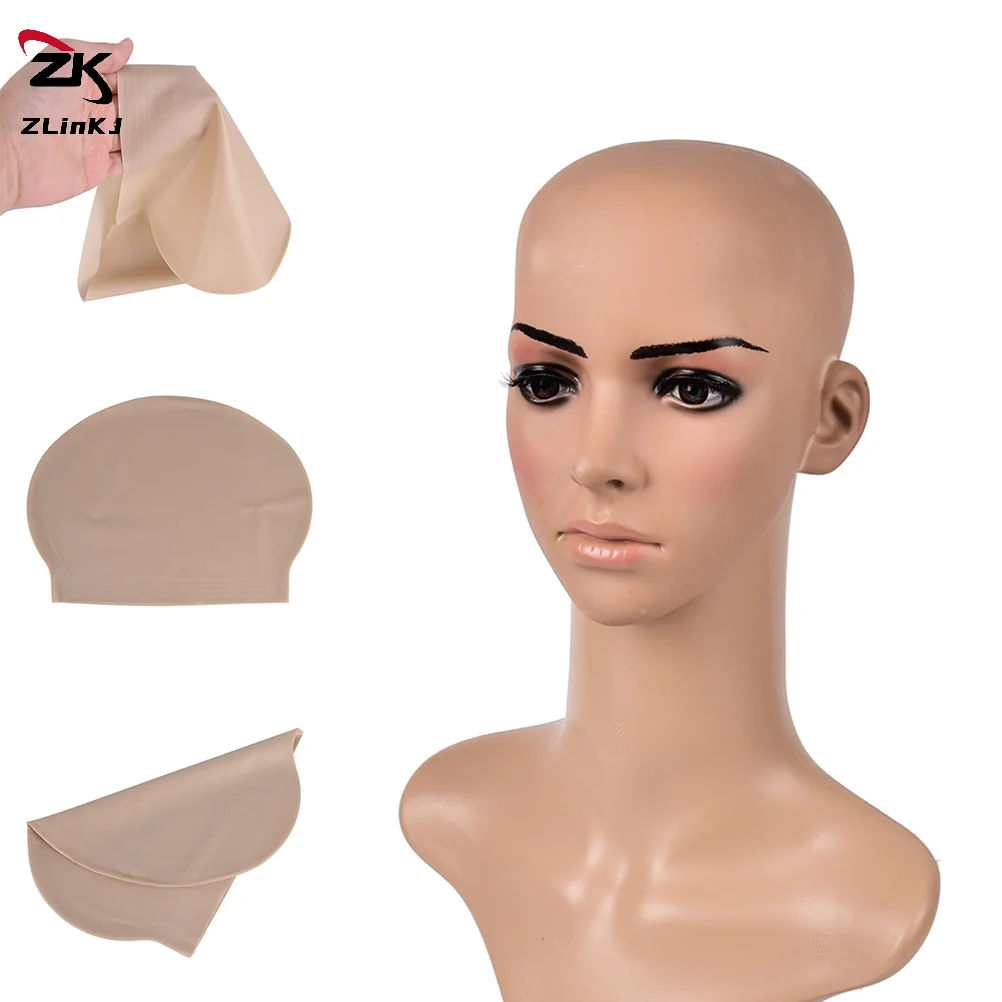 (ZYDD01) 1PCS Fake Latex Flesh Skin Unisex Bald Head Wig Cap Rubber Skinhead Costume Prank