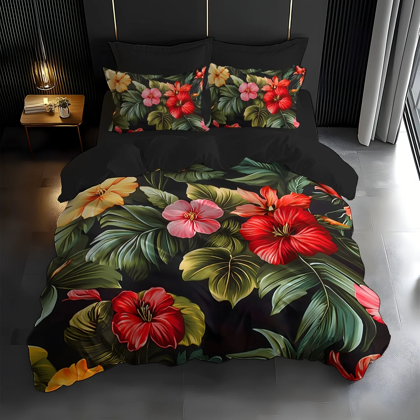 

3D Three-Dimensional Ultra-Soft Brushed Digital Printed Bed Cover And Pillowcase Set with a Spring Floral Pattern