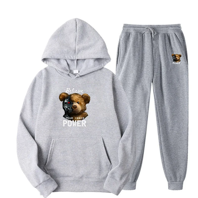 Tracksuit Sets Men/Women Casual Fleece Warm Hoodies Pants 2 Pieces Men Long Sleeve Sports Suit Men Pullover Hoodies Sportswear