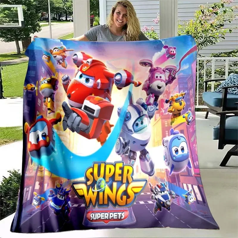 Super Wings Blanket Cartoon Child Flannel Throw Blankets Micro Fleece Cozy Plush Covers for Bed Car and Home Decoration