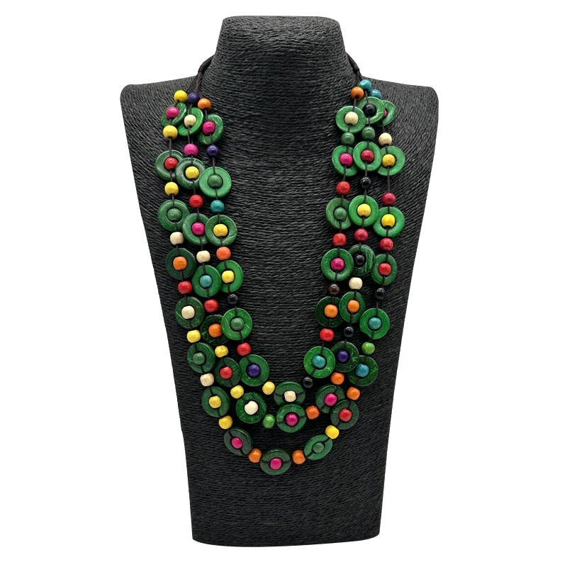 Bohemia Handmade Wood Necklace & Pendant Long Statement Jewelry Wholesale Vintage Ethnic Customs Maxi Necklace Women