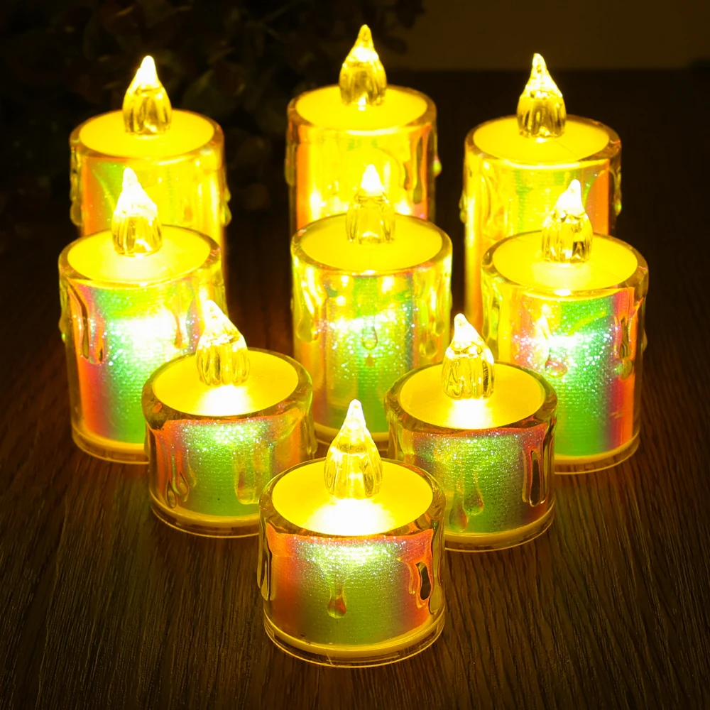 3/1Pcs LED Candle Light Flameless Tear Tealight Home Christmas Party Wedding Colorful Atmosphere Electronic Candle Night Lamp