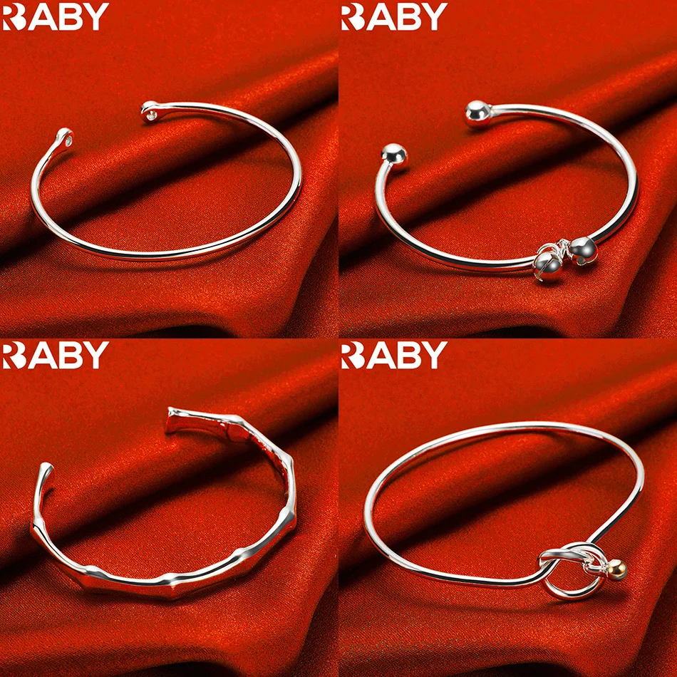 

URBABY 925 Sterling Silver Bangle Bracelets For Women Anniversary Gift Popular Wild Fashion Romantic Jewelry