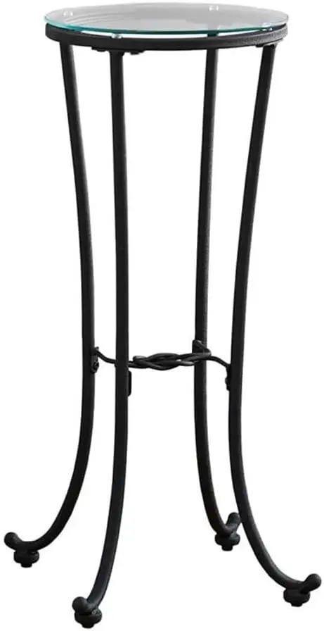 

Hammered Metal with Tempered Glass Accent Table, 12"L x 12"W x 28"H, Black