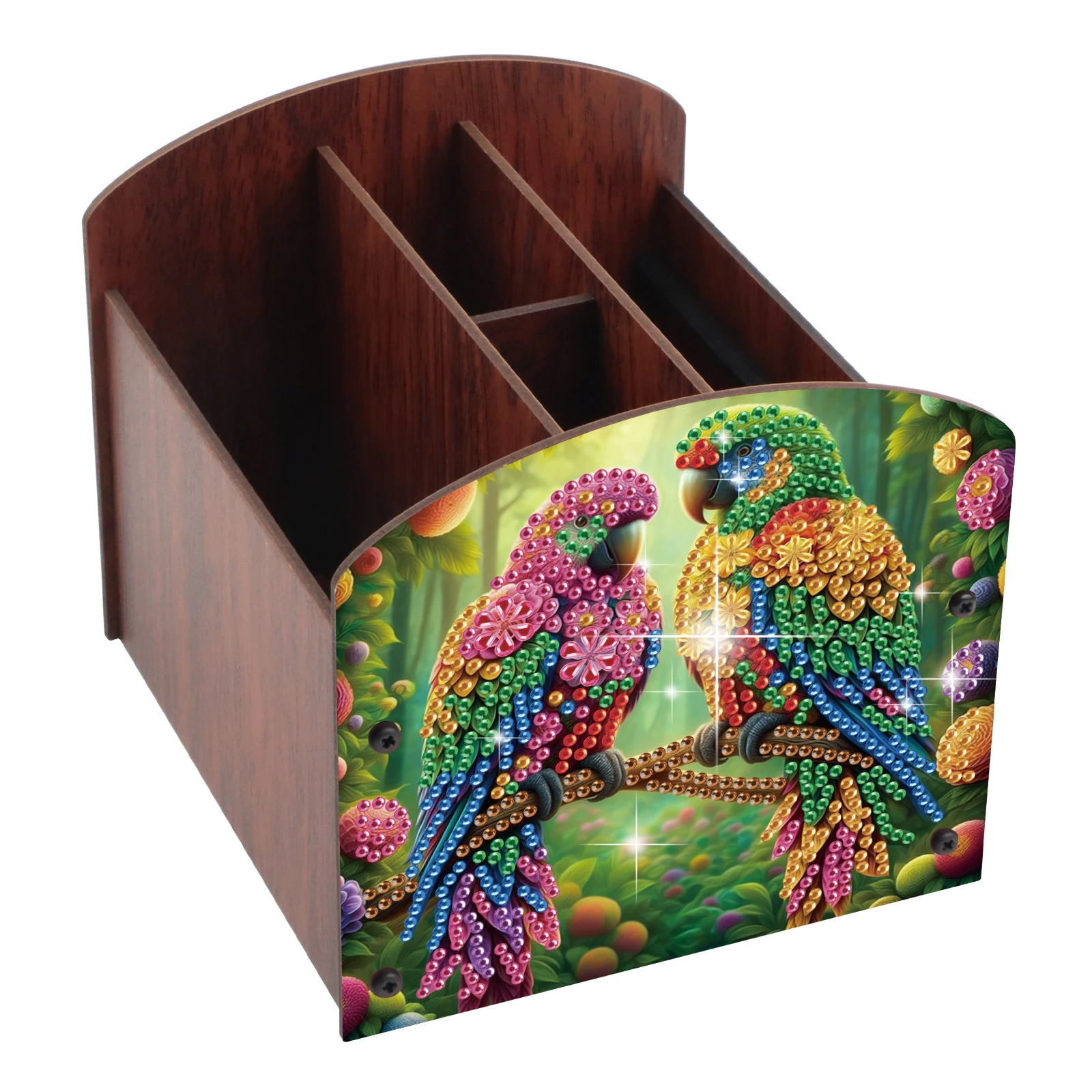 

Diamond Painting Organizer Box Kits,Colorful Parrot Special Shape Diamond Multi Compartment Storage Box Handmade Home Decor Gift