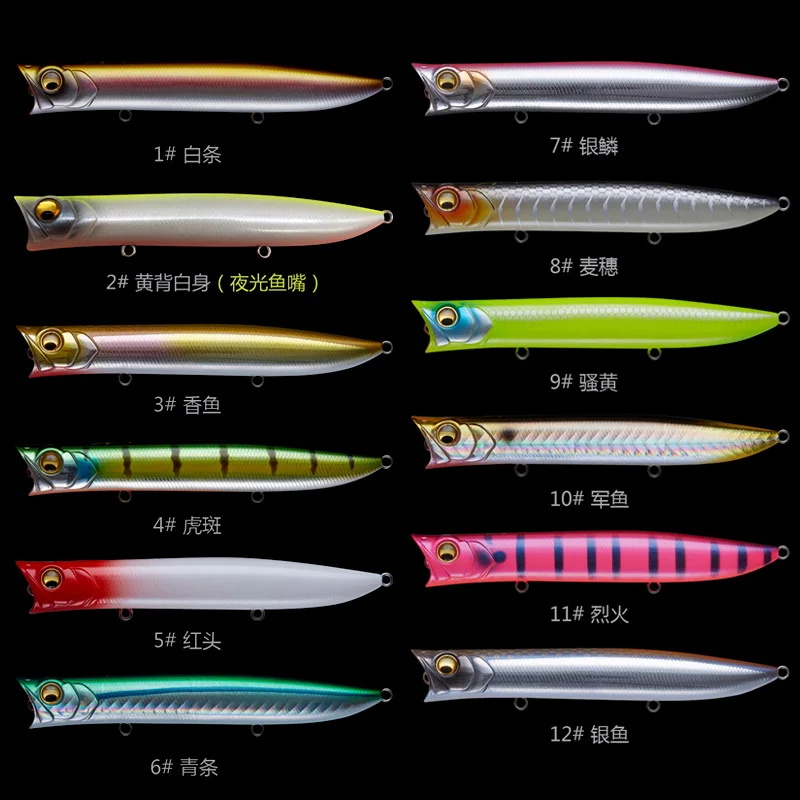 New EWE Guibo 70/85/105/115F Water Surface Floating Popper Fishing Lure 7g/9.5g/13.5g/18g Artificial Wobbler For Bass Fake Bait