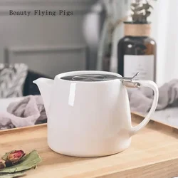 Porcelain Mini Teapot White (2-3 Cups) - China Made - Stainless Steel Lid and Extra-Fine Infuser To Brew Loose Leaf Tea - 620ml