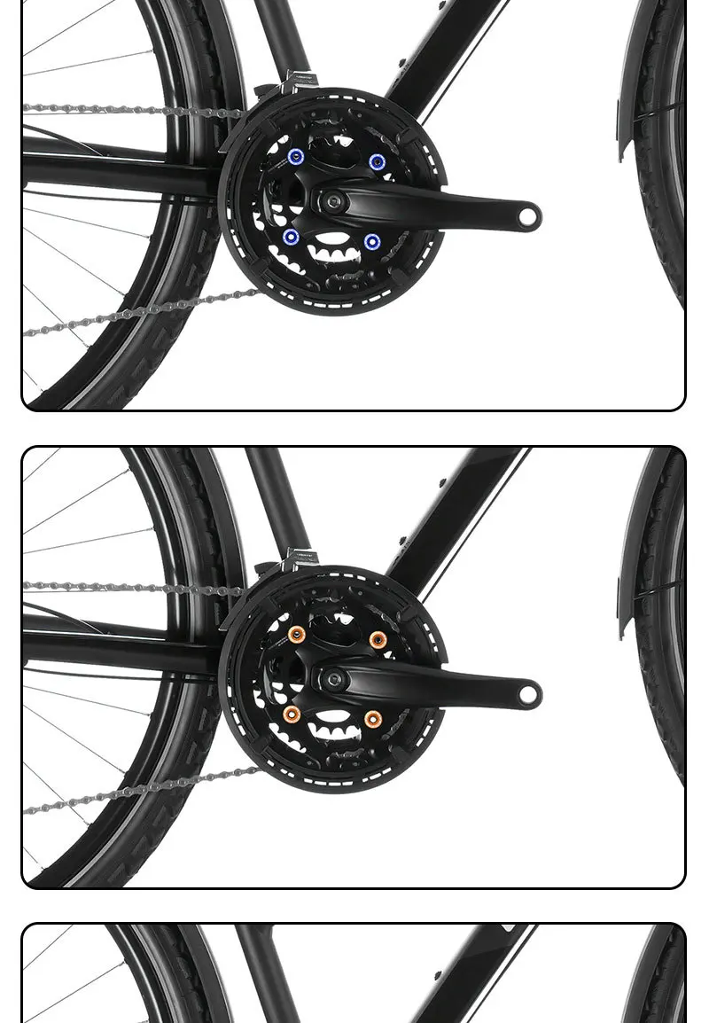 ENLEE Fahrrad-Kettenblattschrauben aus Aluminiumlegierung, Rennrad- und Mountainbike-Kettenblattschrauben, Umwandlung der einzelnen Kettenblattschraube – Detail 12