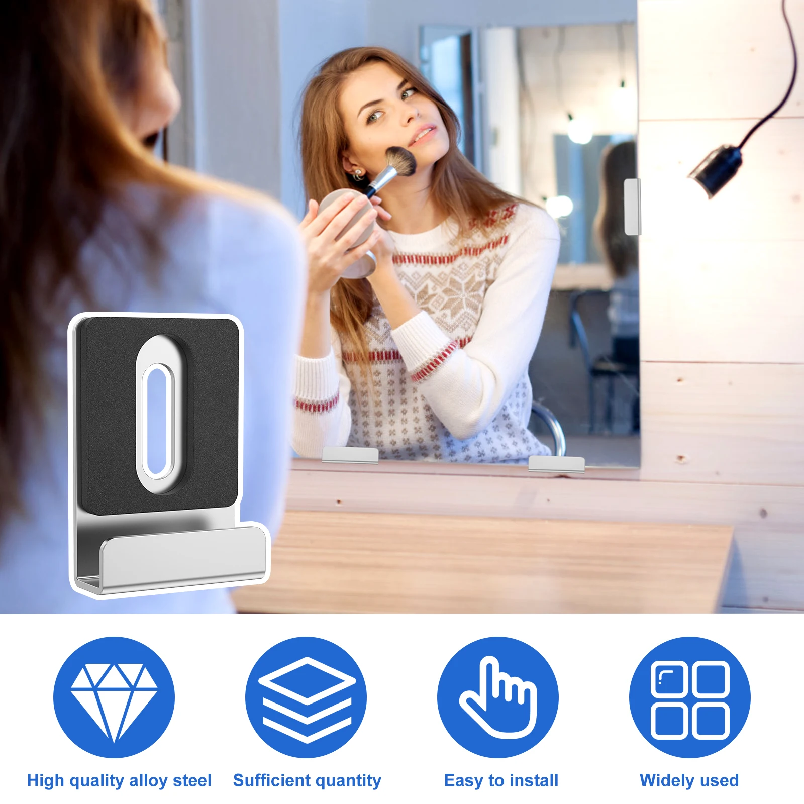 Support de miroir rectangulaire en forme de J, clips de miroir en acier allié avec vis, matériel de suspension à paillettes RapDuty, 12 pièces