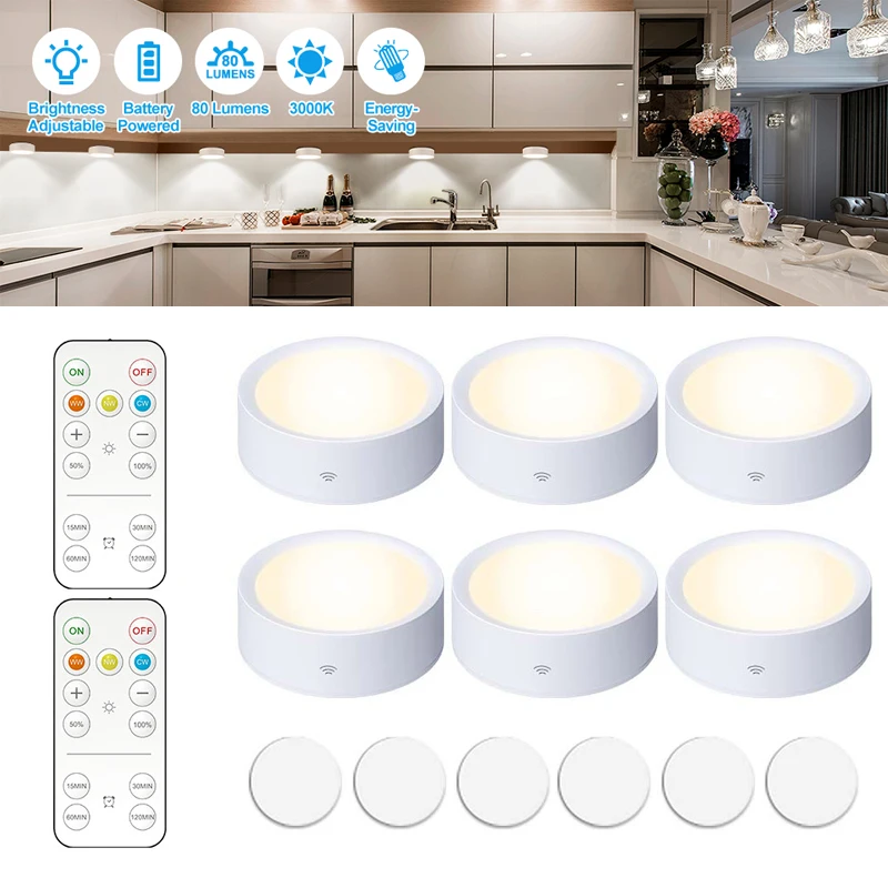 Wireless Under Cabinet Light Remote Control LED Dimmable Night Lamp Battery Powered Wall Lamp For Kitchen Closet Stairs Lighting