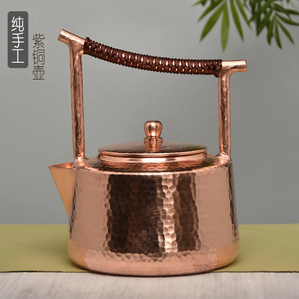 Thickened Pure Copper Kettle 1.2 Liters Handcrafted Teapot Vintage Decorative Pot Tea Art Ornament