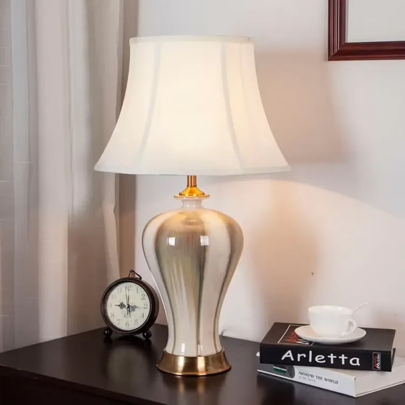 Modern Ceramic Table Lamp Creative Decorative Light for Living Room Bedroom Study Hotel and Bed and Breakfast