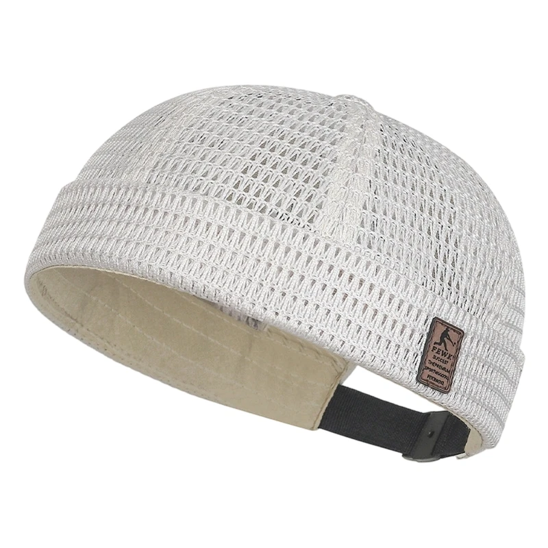 A0KD Comfortable Mesh Skull Hat Adjustable Brimless Docker Cap For Hiking and Fishing