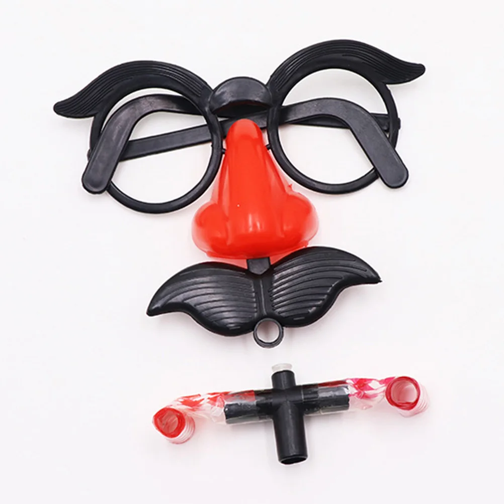 

2pcs Funny Mustache Eyebrow Glasses Whistle Prank Nose Props Kids Halloween Cosplay Party Lightweight Bright Round