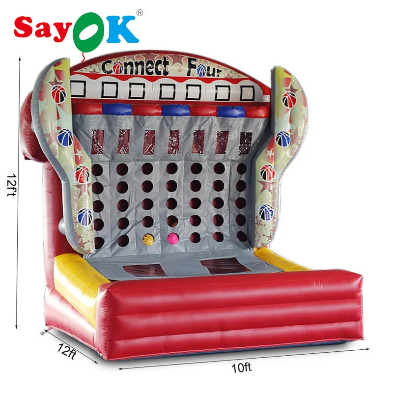 Sayok 3.7m Inflatable Basketball Game 4 in A Row Inflatable Basketball Target Shooting Game Basketball Hoop for Outdoor Sports