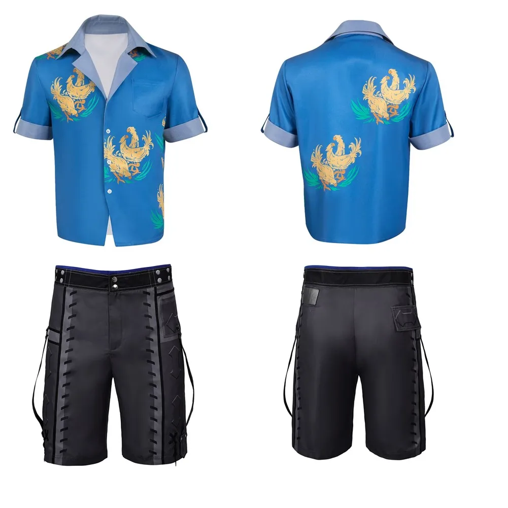

Halloween Cloud Strife Cosplay Fantasy Costume Adult Beach T-shirt Short Sleeve Men Shirt Shorts Outfits Carnival Suit