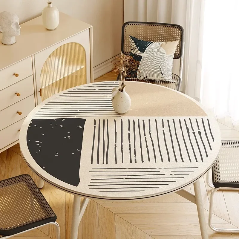 

Round Tablecloth Pvc Waterproof Dinner Table Mat Oil-proof Kitchen Countertop Home Decoration Modern Restaurant Desk Mats