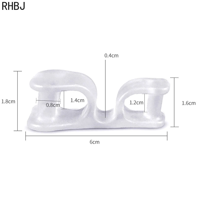 RHBJ 2pcs Silicone Gel Straightener Two Hole Toe Separator Fingers Protector Bunion Adjuster Hallux Valgus Foot Care Pedicure