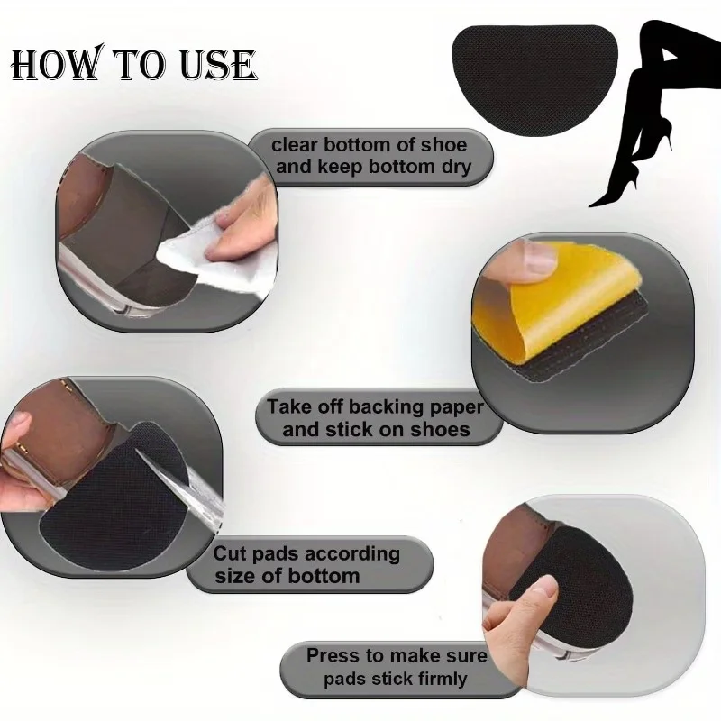 Sole Protection Pads, Self-Adhesive Rubber Anti-Slip Grip Pads, Suitable for High Heels, Sports Shoes, Casual Shoes, Anti-Slip Shoe Repair Patches, Prevent Slipping and Extend the Life of Shoes