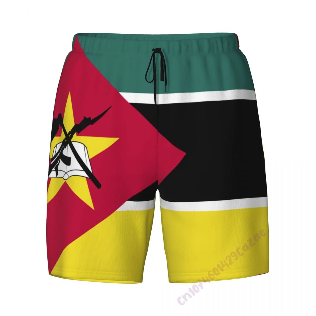 Mozambique Flag 3D Mens Swimming Trunks With Compression Liner 2 in 1 Quick-Dry Summer Swim Shorts With Pockets