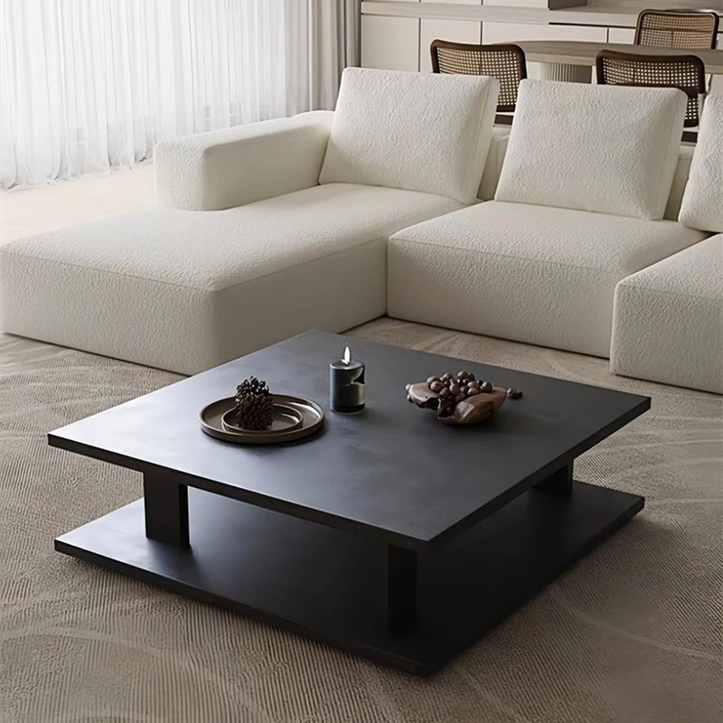 

Coffee Tea Center Table Solid Wood Style Modern Simple Light Luxury Apartment Square Side High-end Designer Home Furniture