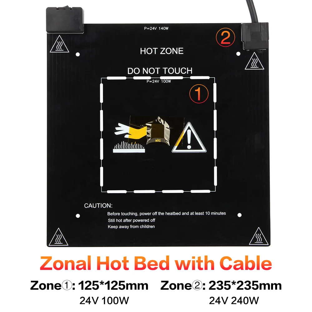 

Запчасти для 3D-принтера 24 В 235*235*3 мм, зональная Горячая кровать, зонированная подогревательная кровать, алюминиевая подложка, текстурированный стальной лист PEI