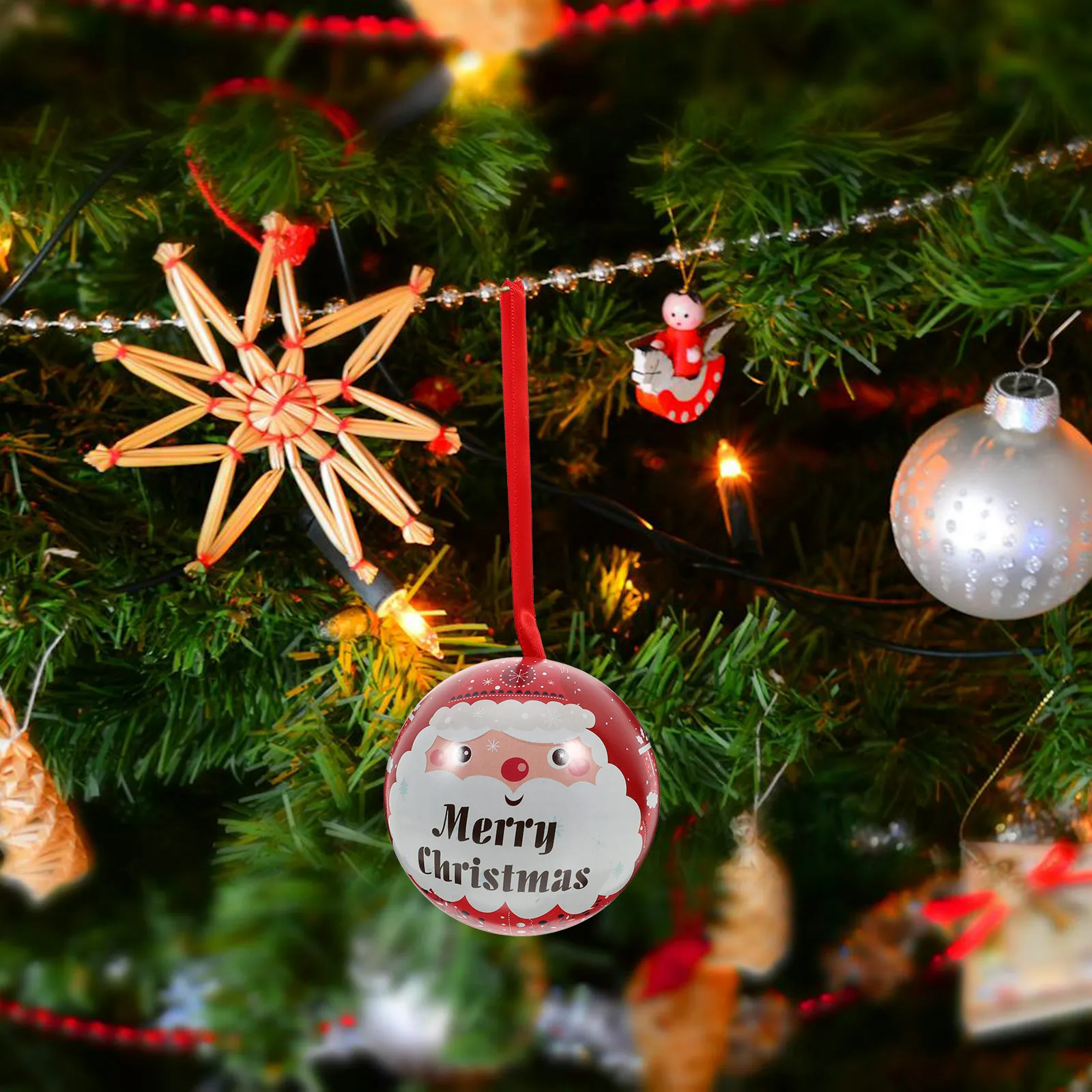 

12 Pcs Christmas Ball Pendants Candy Ornaments Decorations Tree Balls Hanging Jars