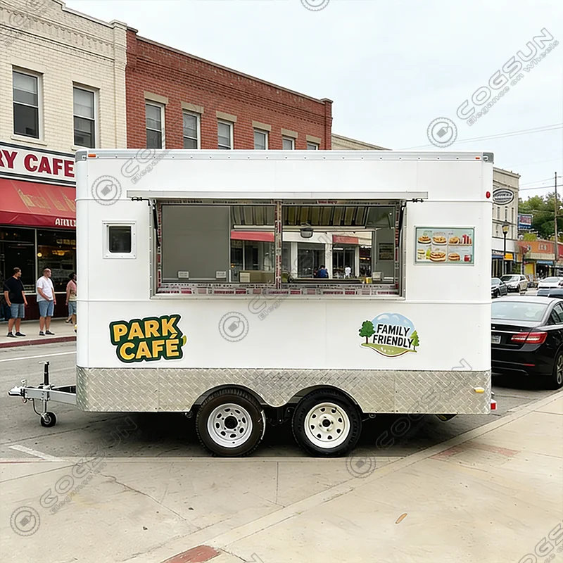 COGSUN Street Fast Food Cart Trailer Mobile Truck Ice Cream Van Bbq Concession Stand For Sale