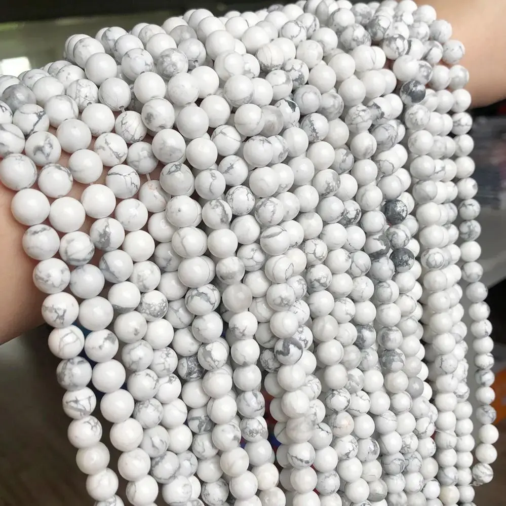 Naturstein Howlite weiße Türkis runde lose Abstands perlen für Schmuck herstellung DIY Armbänder Halsketten 4/6/8/10/12mm 15''