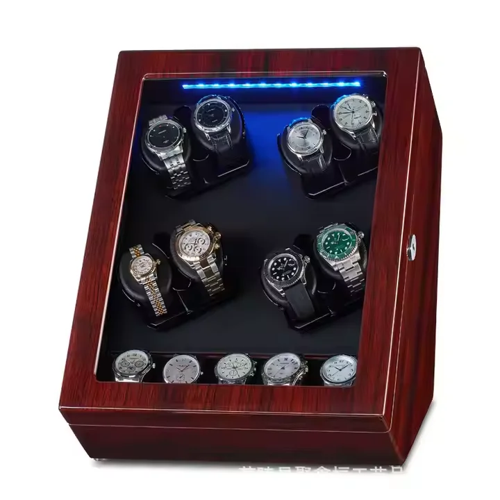 Home Storage Organization Supplies Wooden Automatic Luxury Case Winder Watch Box Watch Gift Set Watch Holder view 4