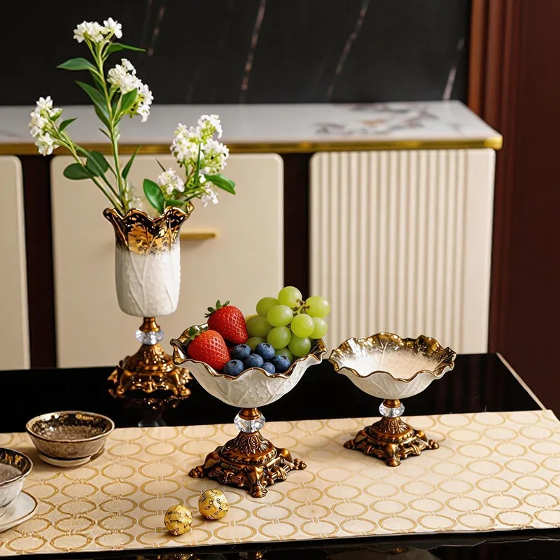 

HYS ceramic fruit plate home living room light luxury decoration ornament retro high-end fruit plate high-grade high-end