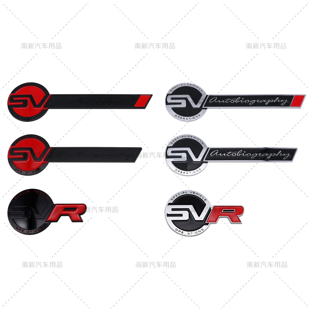 New Metal Red Block SV Special Vehicle Operation Autobiography Car Emblem Badge Logo for Range Rover Chrome Black