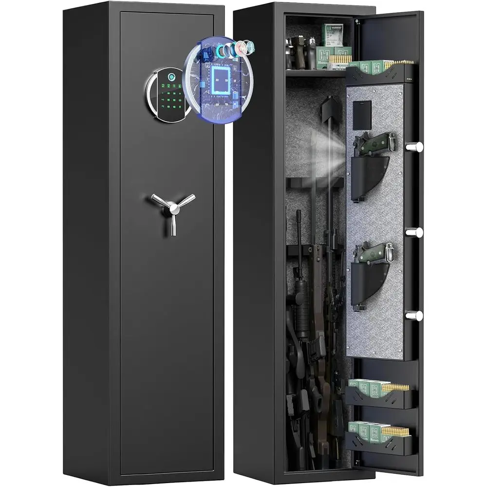 Biometric Heavy Duty Gun Safe with LCD Keypad, Silent Operation, Adjustable Slots