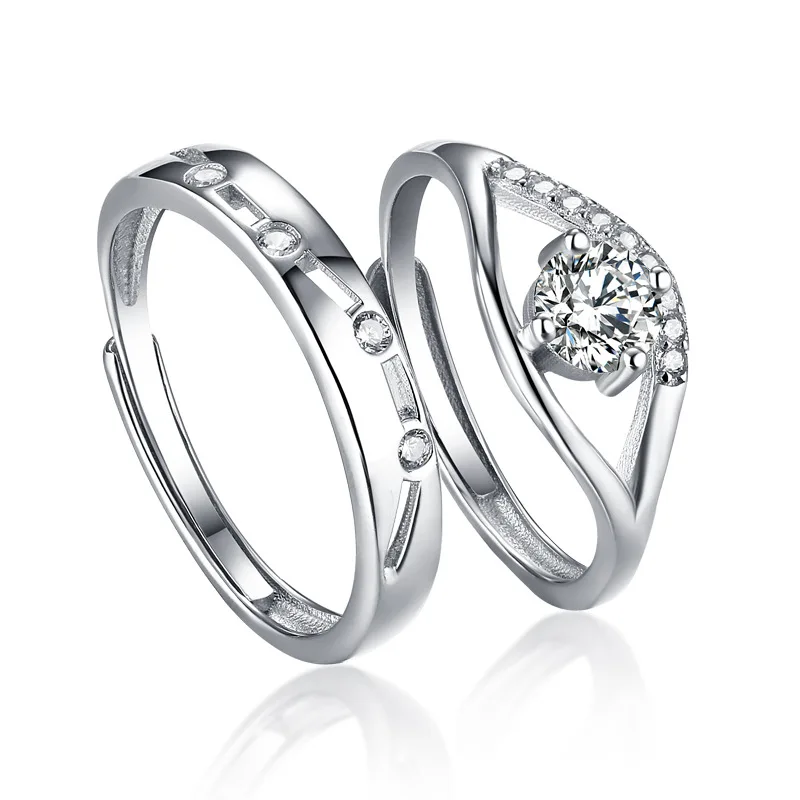 

Wholesale Classic Couple's Ring Set Custom Rhodium Plated Latest Design Value Jewelry for Wedding & Party CMA Certified
