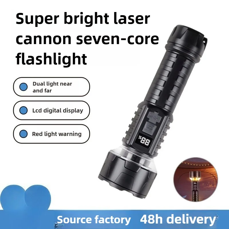 

High-Power 7-Core Super Bright Flashlight - Type-C Rechargeable with COB Ambient Ring for Outdoor Camping & Tent Lighting