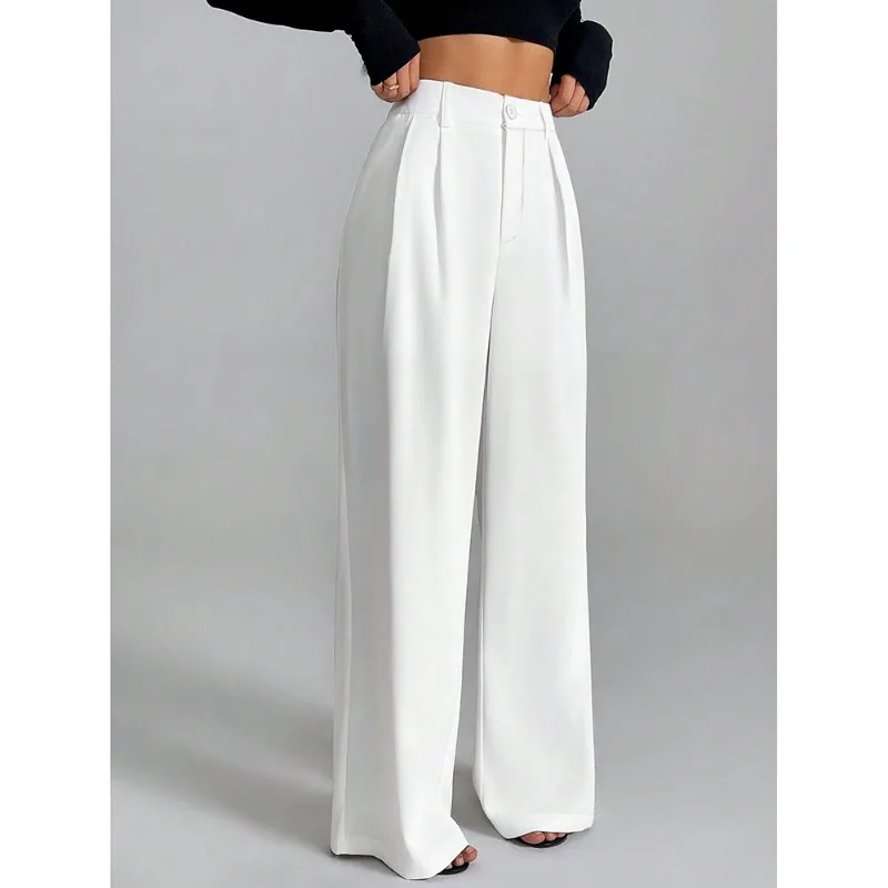 Women's pants new outdoor casual ice silk thin casual straight leg pants, women's loose quick drying solid color wide leg pants
