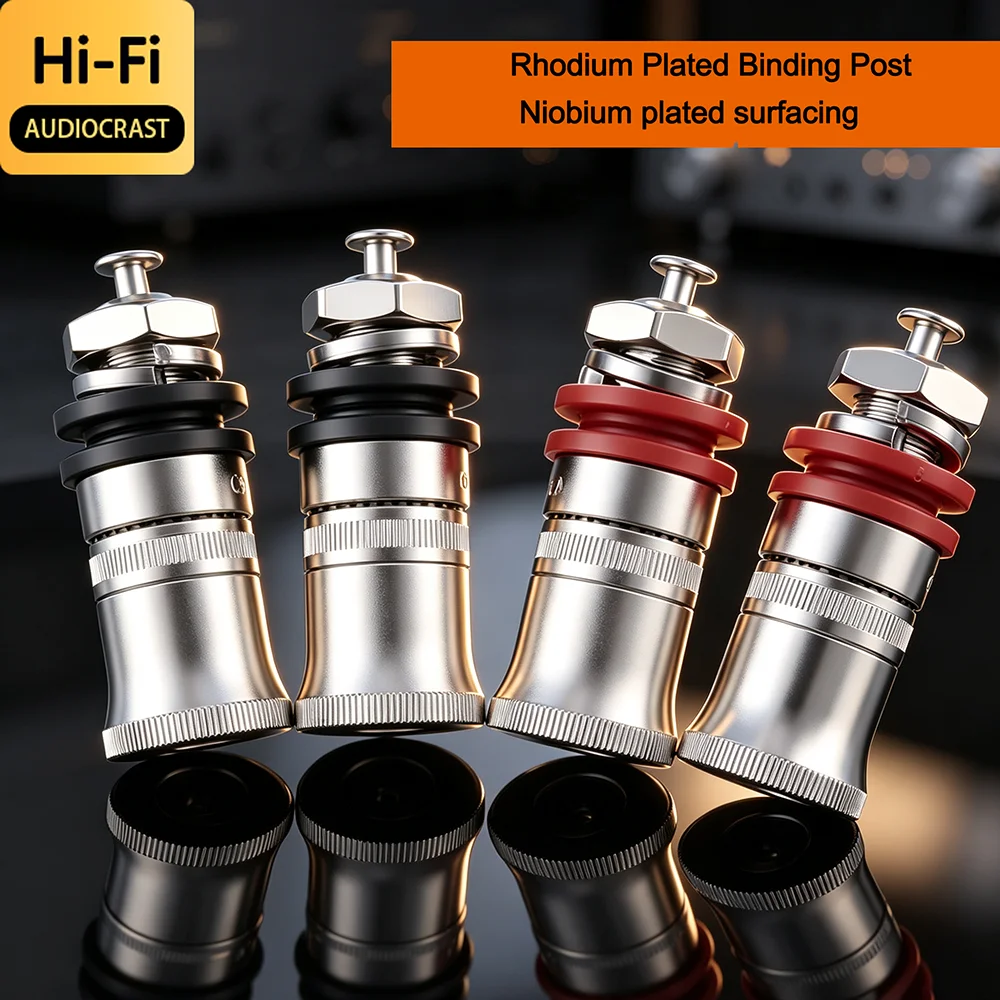 Audiocrat Hi-End Rhodium Plated Binding Posts, Audiophile Banana Jack Socket, Speaker Amplifier Terminal for Audio DIY Build