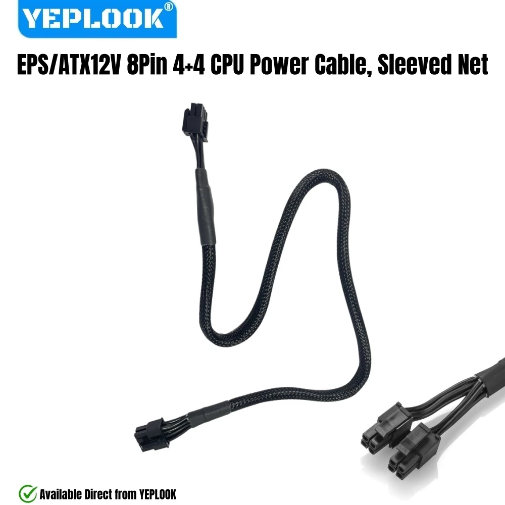 

YEPLOOK 8Pin to 8Pin 4+4Pin Sleeved Net 60CM CPU Power Cable for Corsair RM1000, RM850, RM750, RM650, RM550, RM450 Modular Power