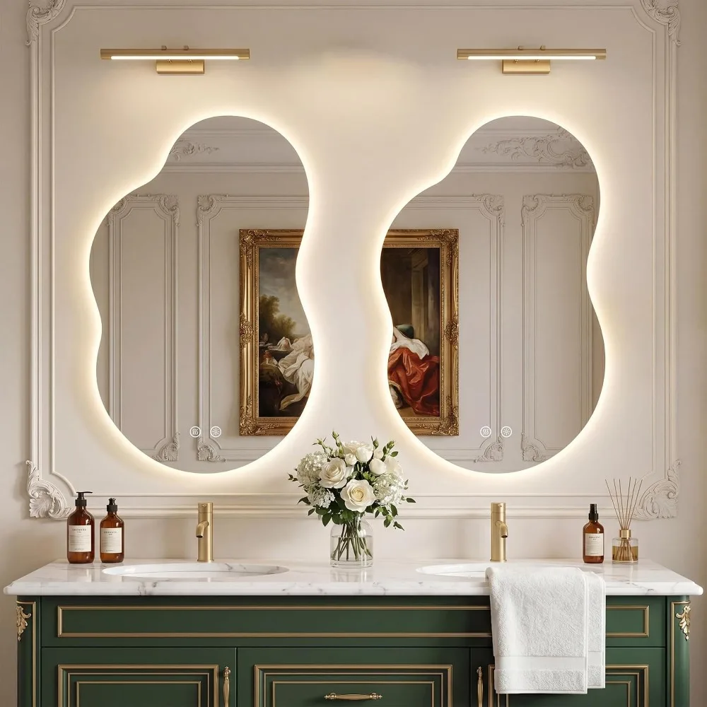 36x24 LED Bathroom Mirror Backlit Wall, Anti-Fog Dimmable 3 Colors