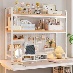 Bookshelf Desktop Multi-layer Desk Storage Shelf Student Computer Desk Table Hole Board Bookcase With Grid Table Wooden Shelves