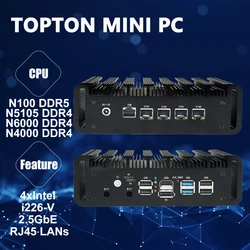 N100 Mini PC Ev Güvenlik Duvarı Aletleri Fansız Celeron J4125 N6000 N4000 4G/3G SIM yuvası Mini PC Pfsense Yönlendirici 4 LAN Bilgisayar