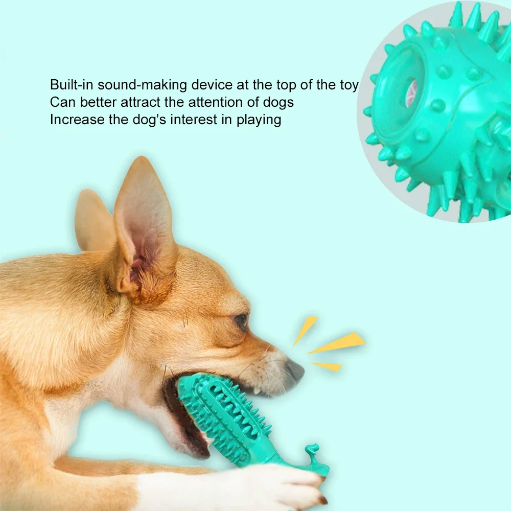 New Dog Chew Toys Squeaky Teeth Chew Stick Toothbrush Cleaning Toys  Durable Rubber Interactivee Dog Toys for Aggressive Chewers