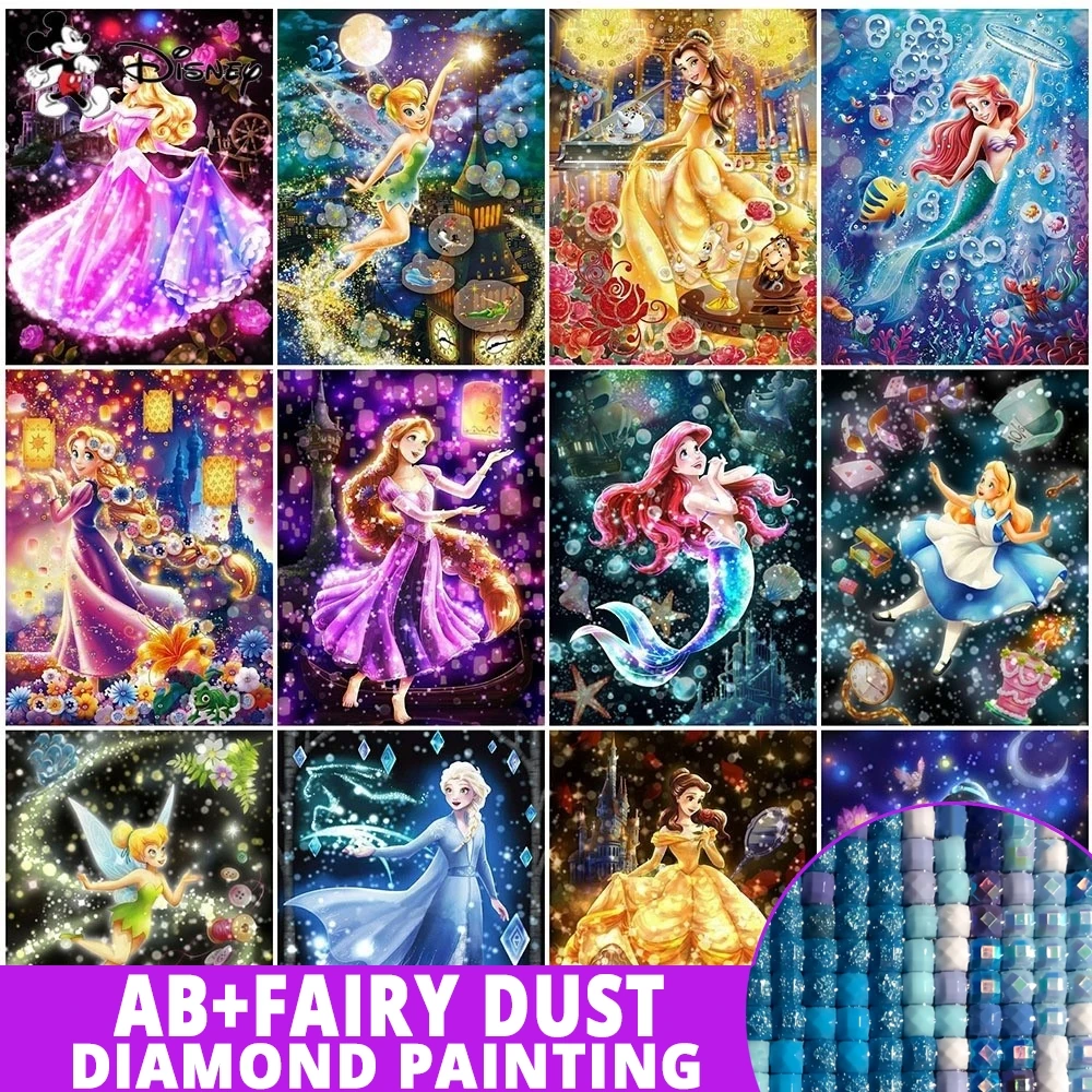 AB Fairy Dust Disney Diamond Painting Mosaic Cartoon Princess Cartoon Mermaid Hobby DIY Full Drill Embroidery Handmade Gift Sale