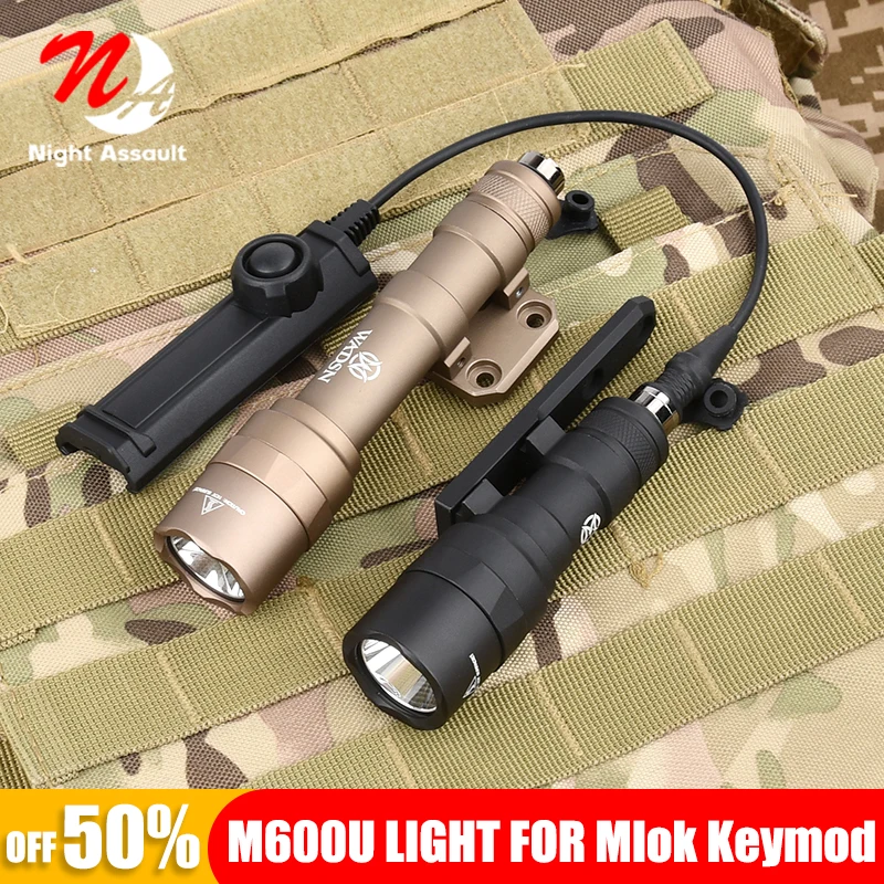 

WADSN Tactical Weapon Flashlight M600 M600U for Mlok Keymod Mounting Base Rail Airsoft Gun Hunting Weapon Scout Light Accessorie