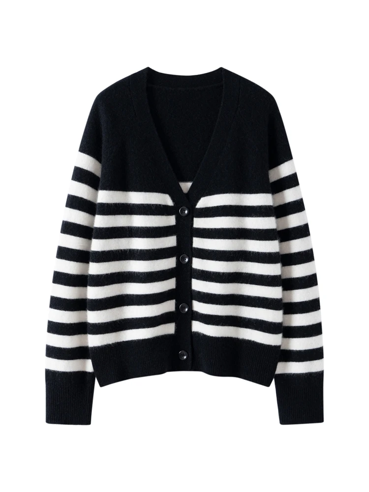 

Light Luxury Autumn Winter Woman Sweater Elegant Female Cashmere Knitwear V-Neck Cardigan Fashion Lady Long Sleeve Clothing Tops