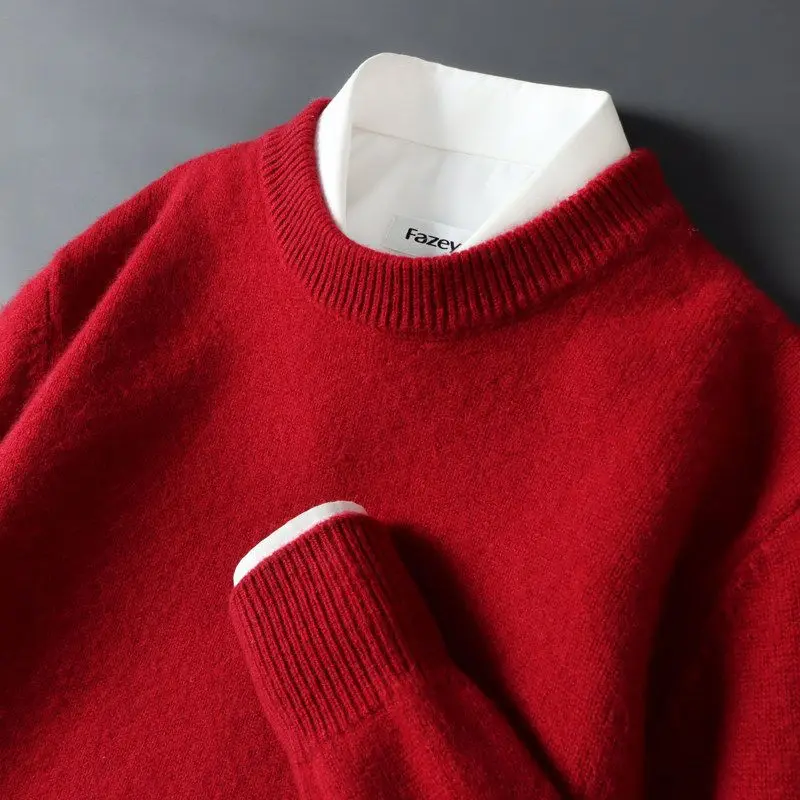 

Мужской осенне-зимний свитер с высоким воротником и длинными рукавами, облегающий, вязаный, повседневный, из полиэфирного волокна